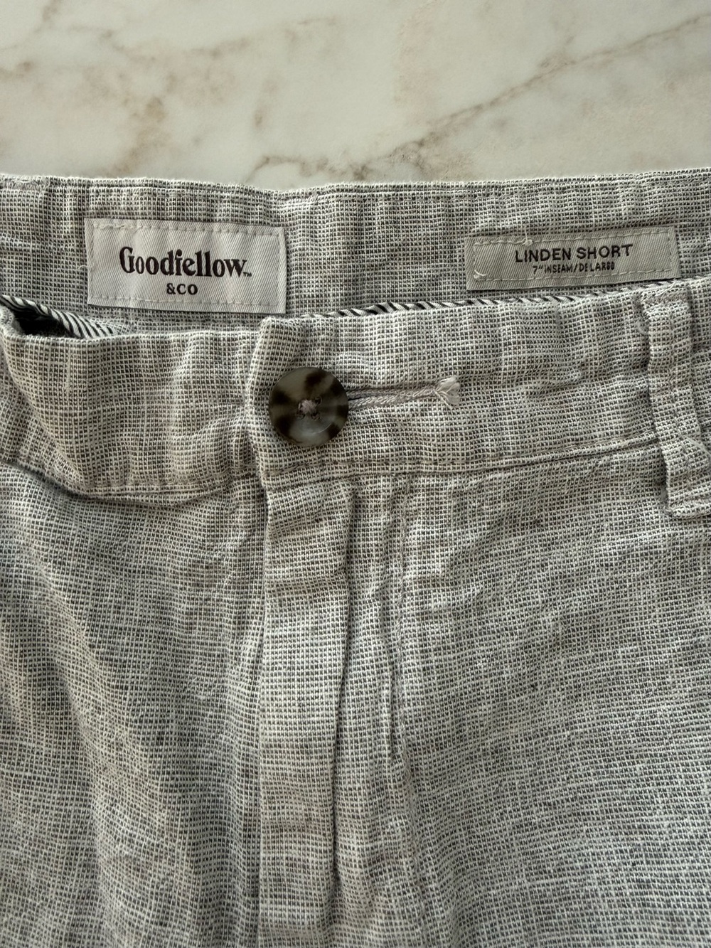 Goodfellow & Co Light Gray Linen Blend Men’s Shorts Size 40, 7” Inseam - Picture 2 of 7